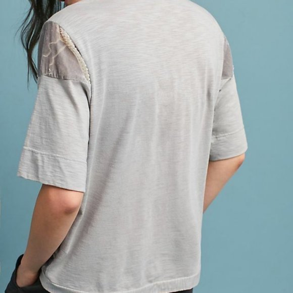Anthropologie TINY Brand Marbella Burnout Sheer Velvet T-Shirt Blouse NWT - Picture 2 of 7